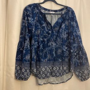 Blue boho peasant blouse